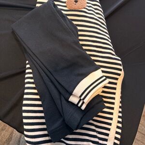 Next Navy and Cream Striped Kids Leggings Set